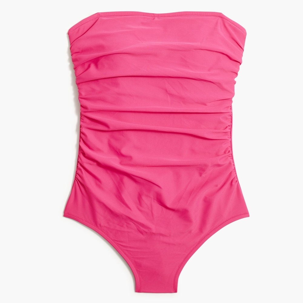 Jcrew pink tube swimsuit Vibrant Pink Ruched Swimsuit
